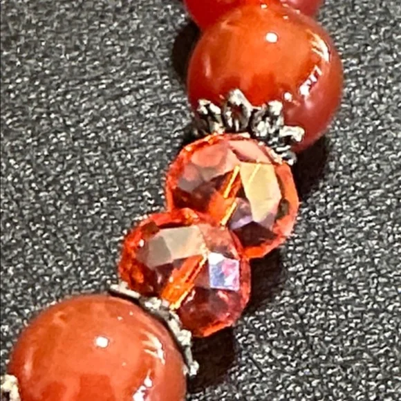 Cornelian & Orange Faceted Crystal Miraculous Charm & Cross Stretch Bracelet - Picture 4 of 12